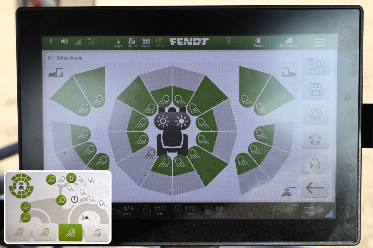 L'interfaccia di controllo delle luci sui nuovi Fendt 800 Vario Gen5 offre diverse possibilità di personalizzazione